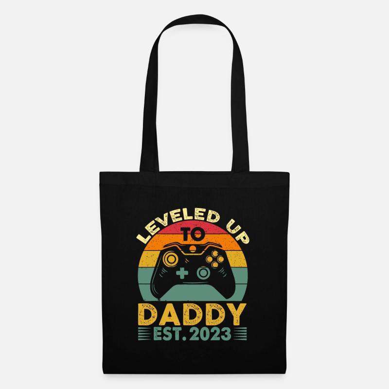 Mens I Leveled Up To Daddy 2023 Vintage - Stoffbeutel - Schwarz