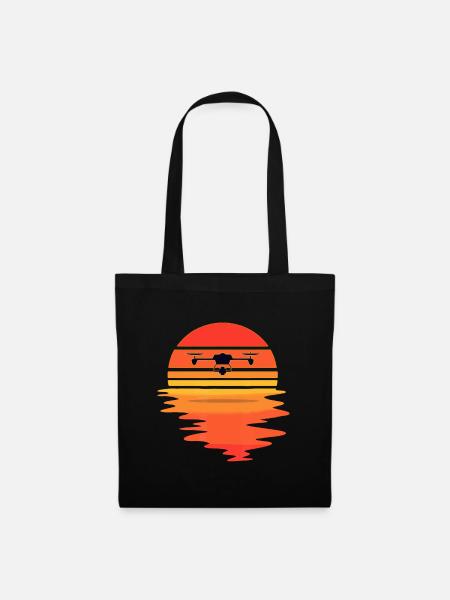 Retro Drohnenpilot - Vintage Sunset Aviator Flyings - Stoffbeutel - Schwarz