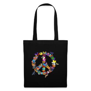 Butterfly Peace Sign Retro 60's 70's Colorful Butt - Tote Bag - black - Front