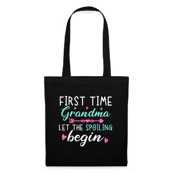Première fois que grand-mère a laissé le gâteau commencermommyune fois - Sac en tissu - noir - Devant