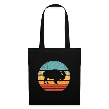 Bison Retro Vintage 60s 70s Sunset Buffalo Mammal - Tote Bag - black - Front