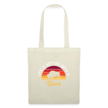 La vie rétro vintage est meilleure avec un amoureux du bison - Sac en tissu - nature - Devant