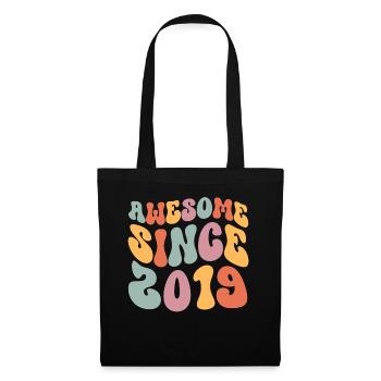 2019 Jahrgang Geburtstag Groovy Vintage Retro - Stoffbeutel - Schwarz - Vorne