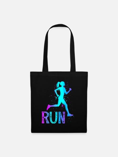 Running Girl für Mädchen LäuferLaufliebhaber - Stoffbeutel - Schwarz