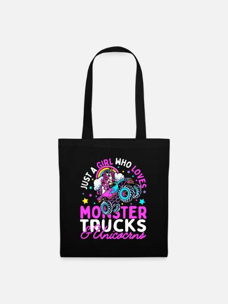 Juste une fille qui aime les camions monstres et les licornes - Sac en tissu - noir