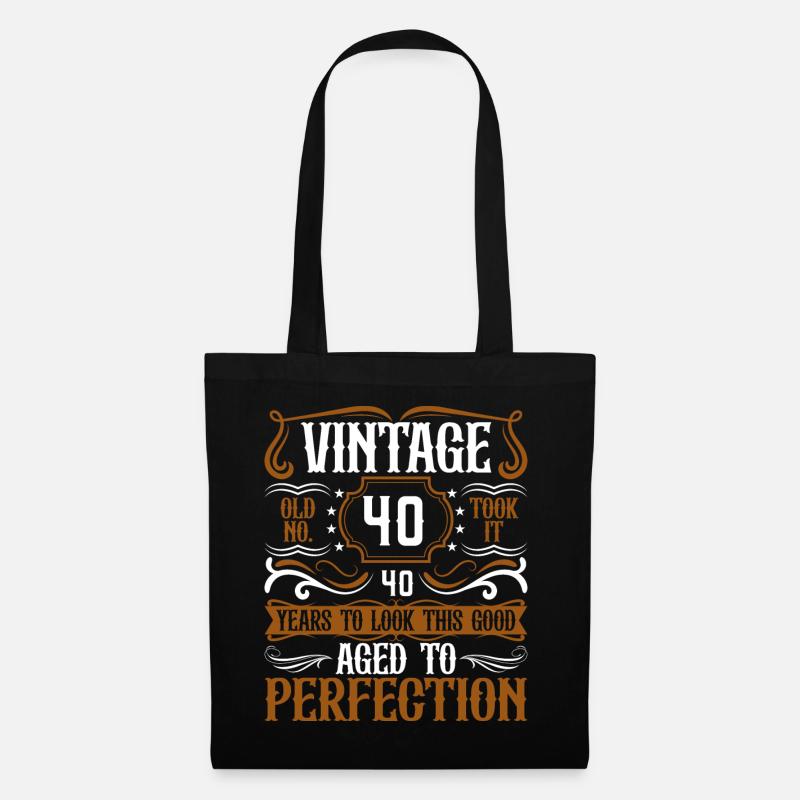 40. Geburtstag Vintage Retro - Stoffbeutel - Schwarz