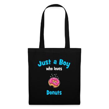 Idée de beignet pour les garçons | Donut pour enfants - Sac en tissu - noir - Devant