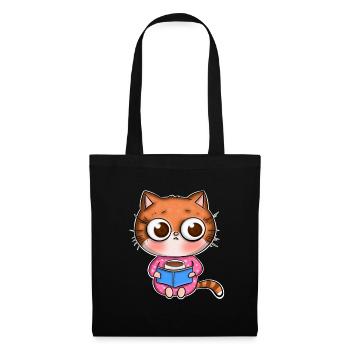 Livre de livres de lecture de chats - Sac en tissu - noir - Devant
