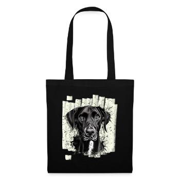 Schwarze Deutsche Dogge Hund - Stoffbeutel - Schwarz - Vorne