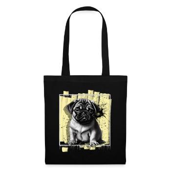 Mops Hund - Stoffbeutel - Schwarz - Vorne