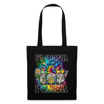 Flower Power Gnomes Tie Dye Peace - Stoffbeutel - Schwarz - Vorne