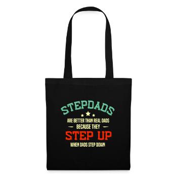 Fathers Day Step Dad idea Stepped Up Funny Stepfat - Tote Bag - black - Front