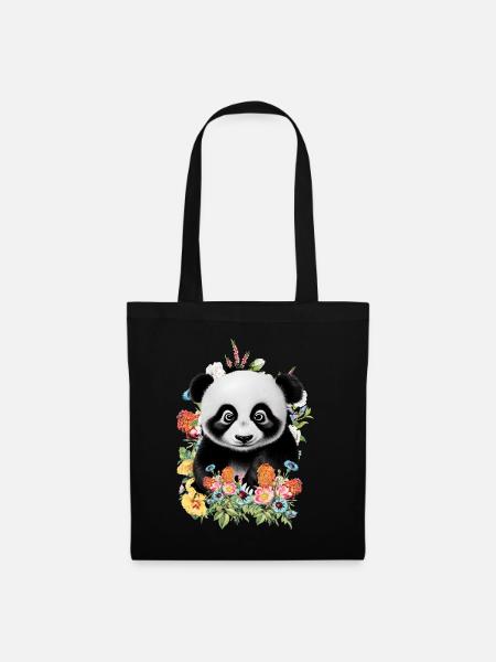 Panda - Stoffbeutel - Schwarz