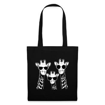 Famille de girafes avec lunettes de soleil - Girafe - Sac en tissu - noir - Devant