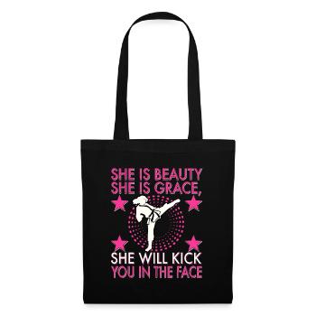 Karate Taekwondo Girl Women Karate Kicktaekwondo c - Tote Bag - black - Front