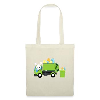 Müllwagen Osterhase Eiersuche Kleinkind Kinder B - Stoffbeutel - Natur - Vorne