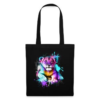 Lion coloré - Sac en tissu - noir - Devant
