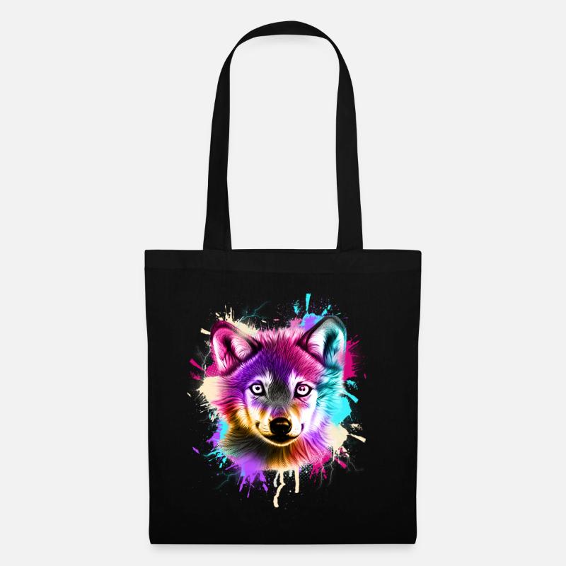Kleiner Wolf Bunt - Stoffbeutel - Schwarz