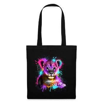 Petit Lion coloré - Sac en tissu - noir - Devant