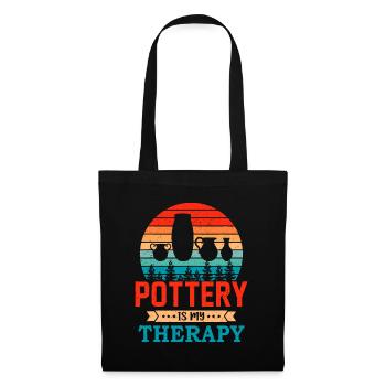 Retro Sunset Design Töpfer Geschenk für lustige Potte - Stoffbeutel - Schwarz - Vorne