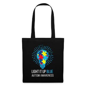 Light It Up Blue Autism Awareness Ribbon Puzzle Pi - Tote Bag - black - Front