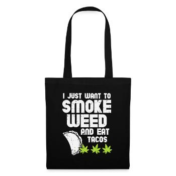 Fumer Weed Manger Tacos Drôle Cinco De Mayo Cannabis - Sac en tissu - noir - Devant