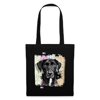 Schwarze Deutsche Dogge Hund - Stoffbeutel - Schwarz - Vorne