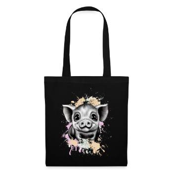 Schwein - Stoffbeutel - Schwarz - Vorne