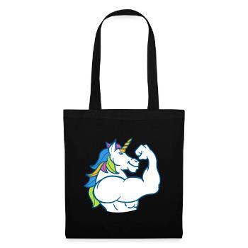 Licorne musculaire - Drôle de musculation magique Fitness Bodybuild - Sac en tissu - noir - Devant