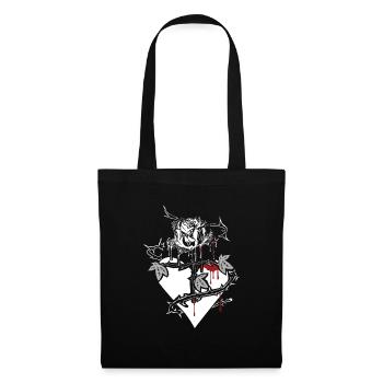 Bleeding rose with cross stem and heart, gift - Tote Bag - black - Front