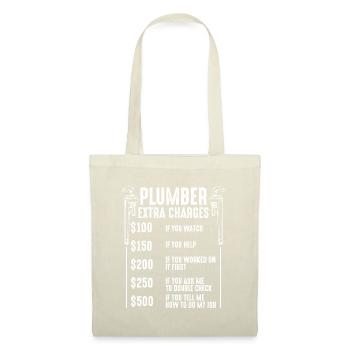 Plumber Extra Charges Plumbing Tool Pipe Hobbyis C - Tote Bag - nature - Front