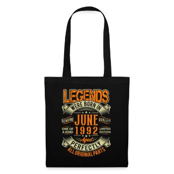 1992 Juni Geburtstag Legende - Stoffbeutel - Schwarz - Vorne
