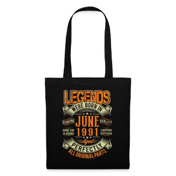 1991 Juni Geburtstag Legende - Stoffbeutel - Schwarz - Vorne