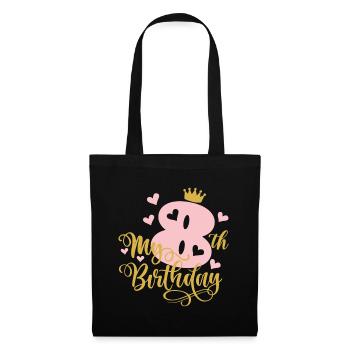 8 Jahre alt 8. Geburtstag Rosa Mädchen Prinzessin Gold C - Stoffbeutel - Schwarz - Vorne