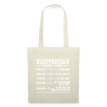 Électricien Tarifs horaires - Sac en tissu - nature - Devant