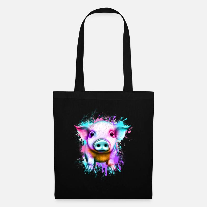 Schwein - Stoffbeutel - Schwarz
