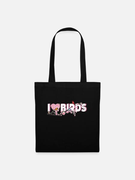 Express Love for Birds: Bird on a Branch for - Stoffbeutel - Schwarz