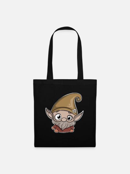 Gnome Zwerg Wichtel - Stoffbeutel - Schwarz