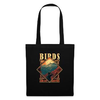 Birds Are My Besties: Retro Bird-Watching - Stoffbeutel - Schwarz - Vorne