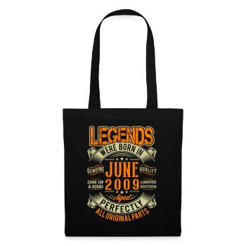 2009 Juni Geburtstag Legende - Stoffbeutel - Schwarz - Vorne