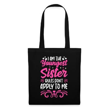 Funny Sibling Birthday Sister Rules I Am The Young - Tote Bag - black - Front