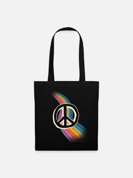 Peace Love - Stoffbeutel - Schwarz