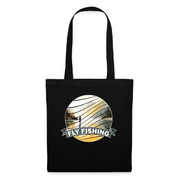 Trout Fly Fishing in the River Retro Inspired - Stoffbeutel - Schwarz - Vorne