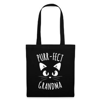 SCHNURR-FECT Oma Pelz Mama Niedlich Katze Liebhaber Tier Gi - Stoffbeutel - Schwarz - Vorne