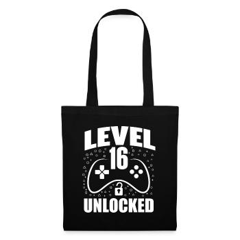 16. Geburtstag Gaming Gamer 16 Jahre alt Bday - Stoffbeutel - Schwarz - Vorne