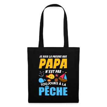Papa Pêche Pêcheur Bébé Nourrisson Naissance - Sac en tissu - noir - Devant