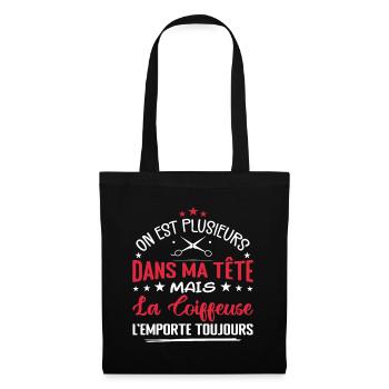 Coiffeuse Humour Plusieurs Dans Ma Tête Droles - Sac en tissu - noir - Devant