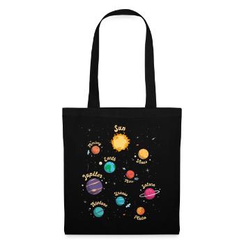 Connaissances spatiales sur les planètes du système solaire pour les enfants - Sac en tissu - noir - Devant