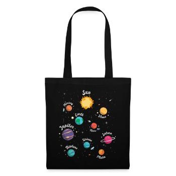 Connaissances spatiales sur les planètes du système solaire pour les enfants - Sac en tissu - noir - Devant