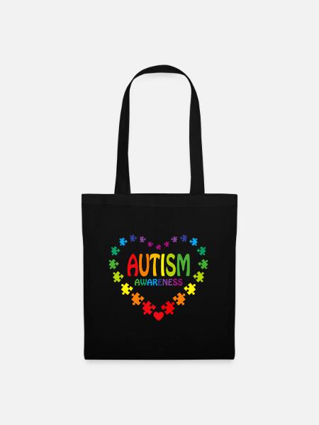 World Autism Awareness 2 April 2023 Autismus Niedlich Au - Stoffbeutel - Schwarz